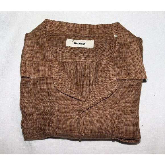Buck Mason Men's Short Sleeve Linen Blend Camp Loop Collar Shirt Size Large - Picture 4 of 7